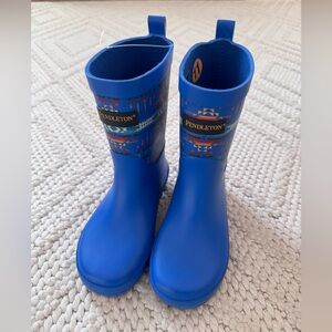 New Pendleton Kids Pilot Rock Vibrant Blue Patterned Rain Boots
